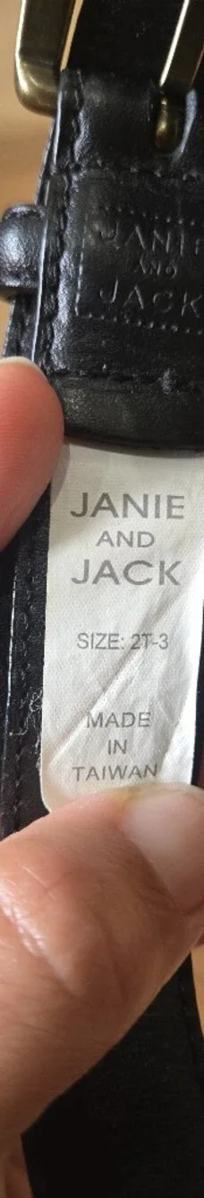 Janie and Jack Black Leather Belt with Size 2T/3T